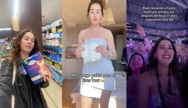 Una chica utiliza pañales para ver a Taylor Swift en concierto