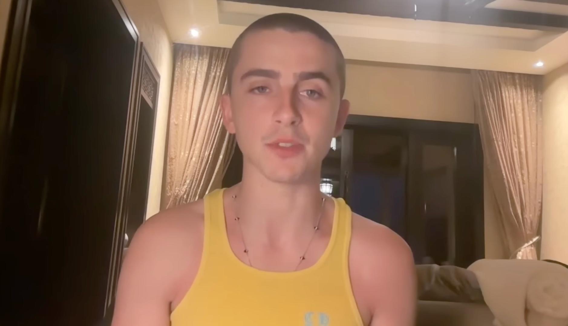 Timothee Chalament en una videollamada