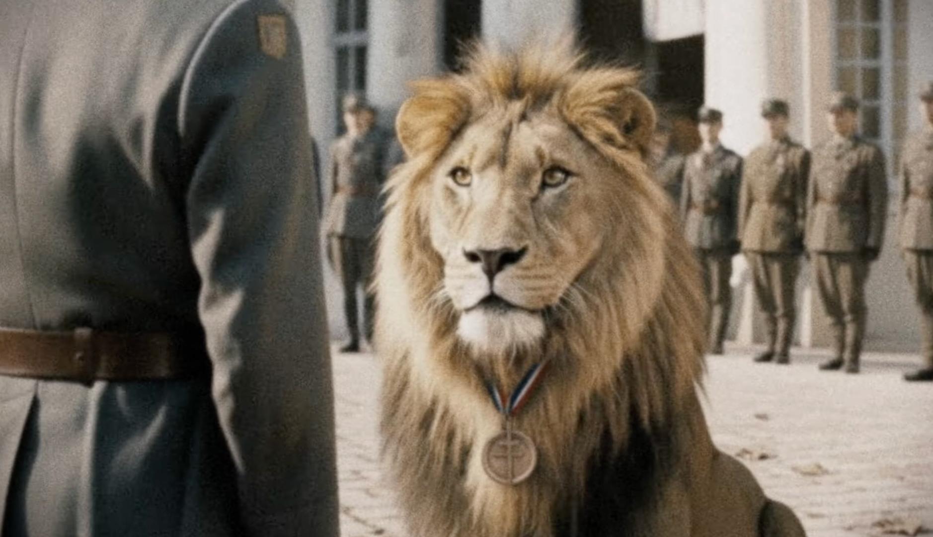 Un león con una medalla