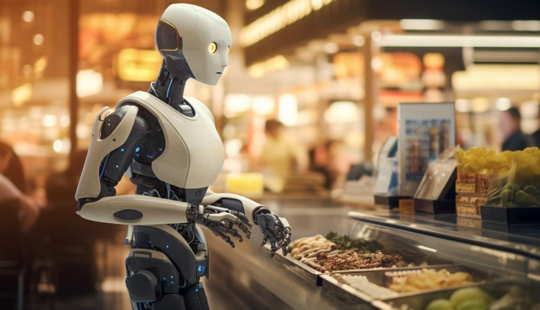 Un robot comprando en un mercado