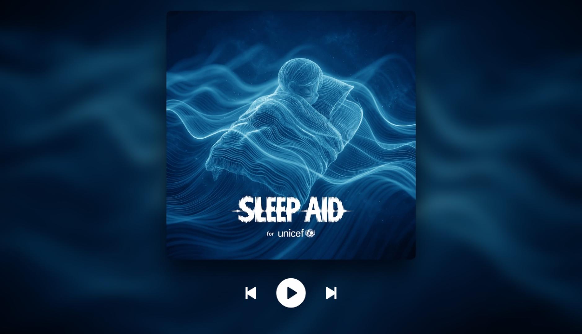 La portada del disco con ondas azules y se lee "Sleep aid"