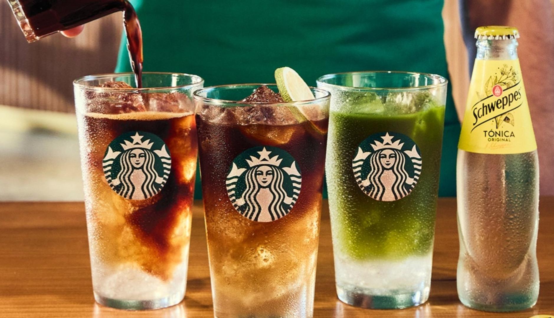 Combinación Starbucks y Schweppes