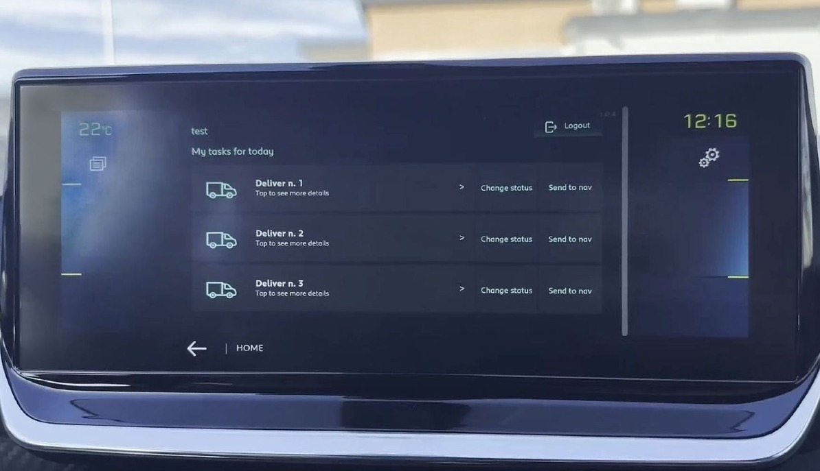 pantalla de bienvenida para los conductores