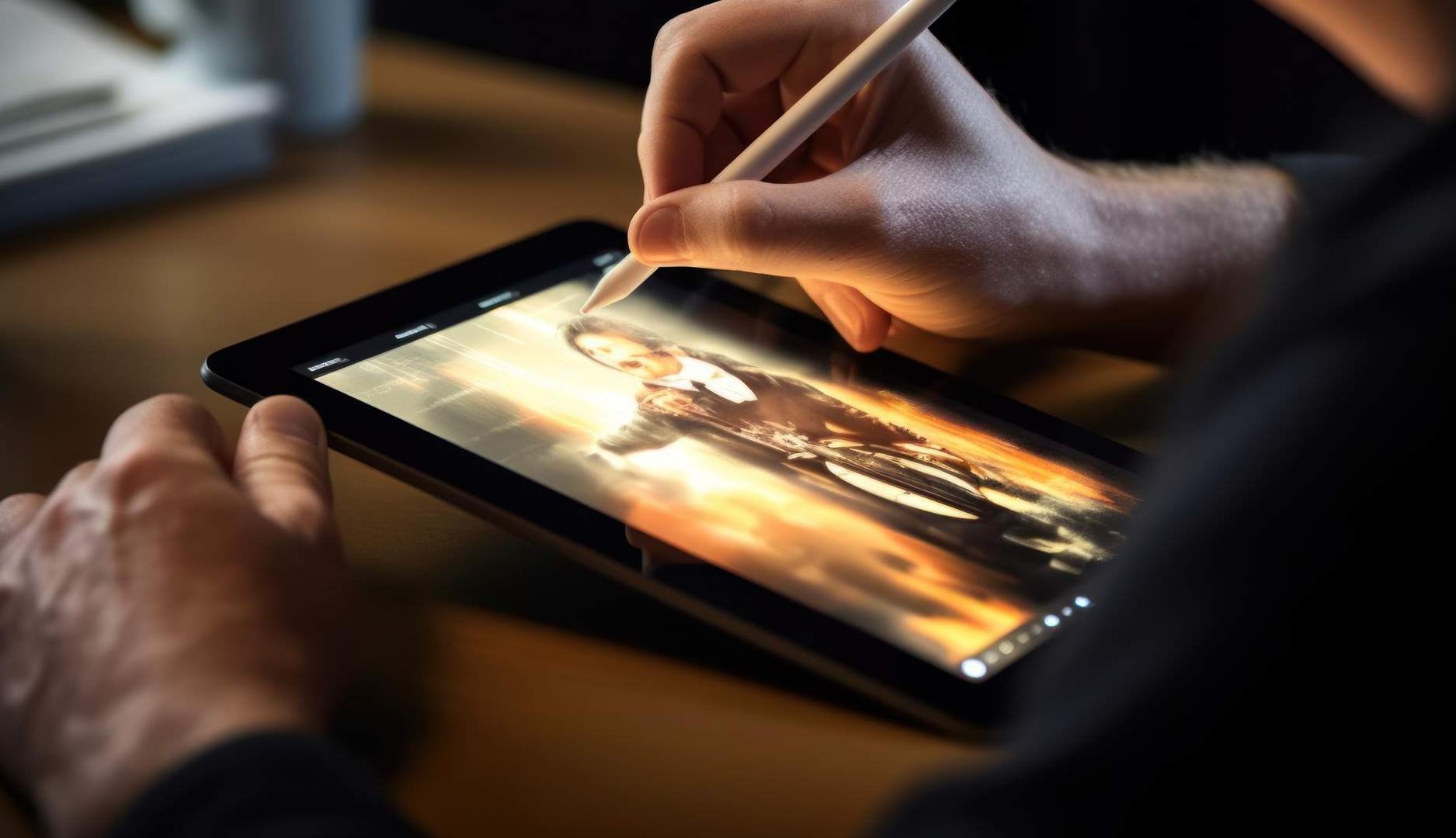 Una persona dibujando en una tableta digital