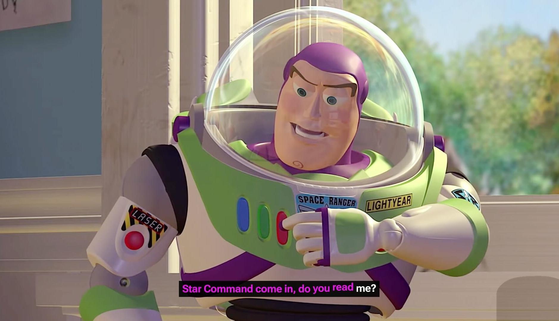 Escena subtitulada de la película "Toy Story"