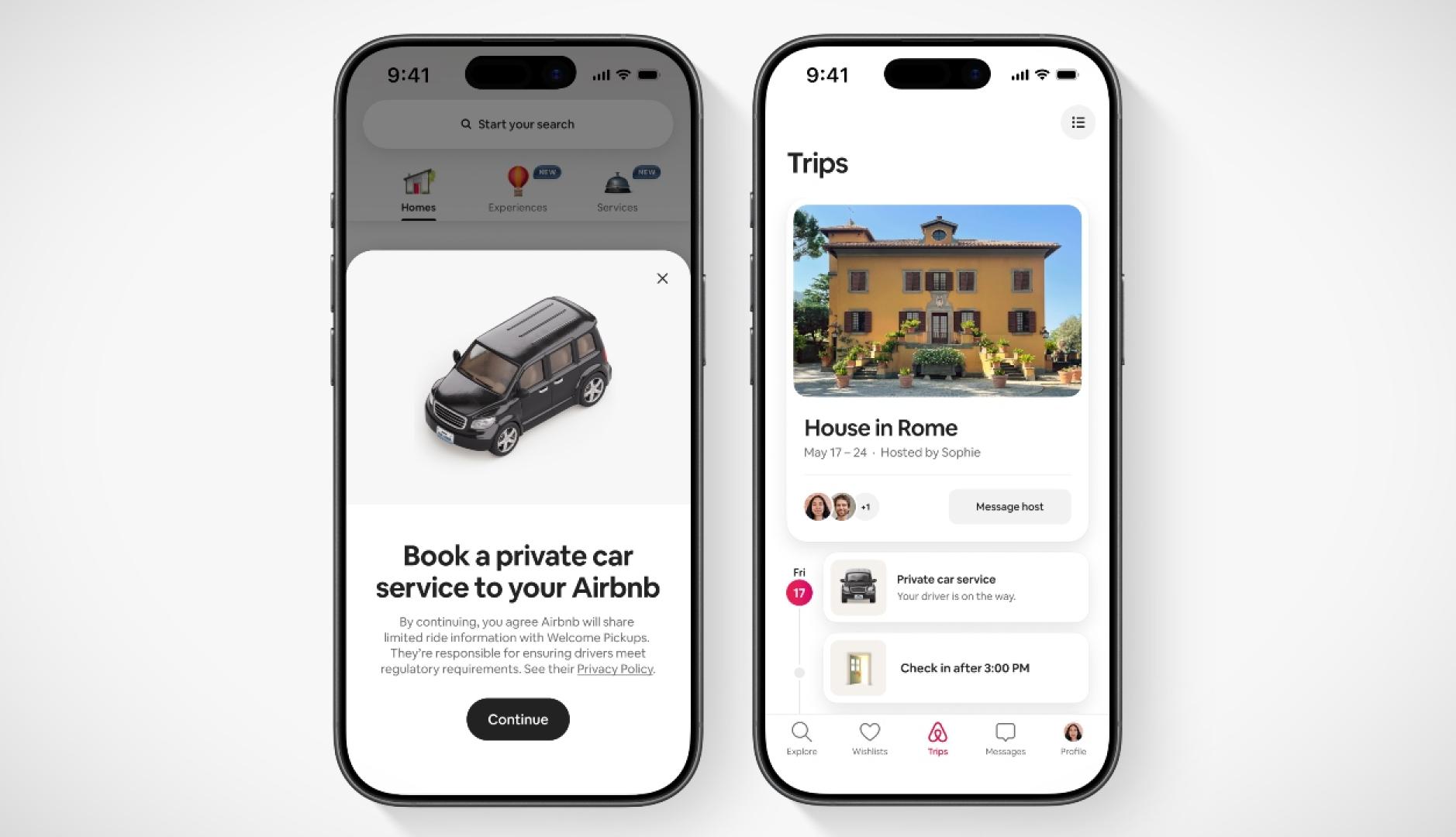 La interfaz de reserva de transporte privado sobre un smartphone