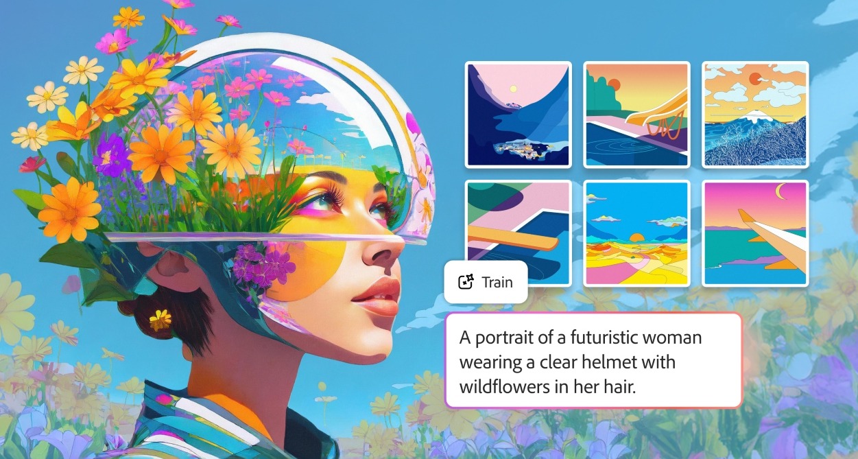 una representación de la interfaz de Adobe y los modelos personalizados