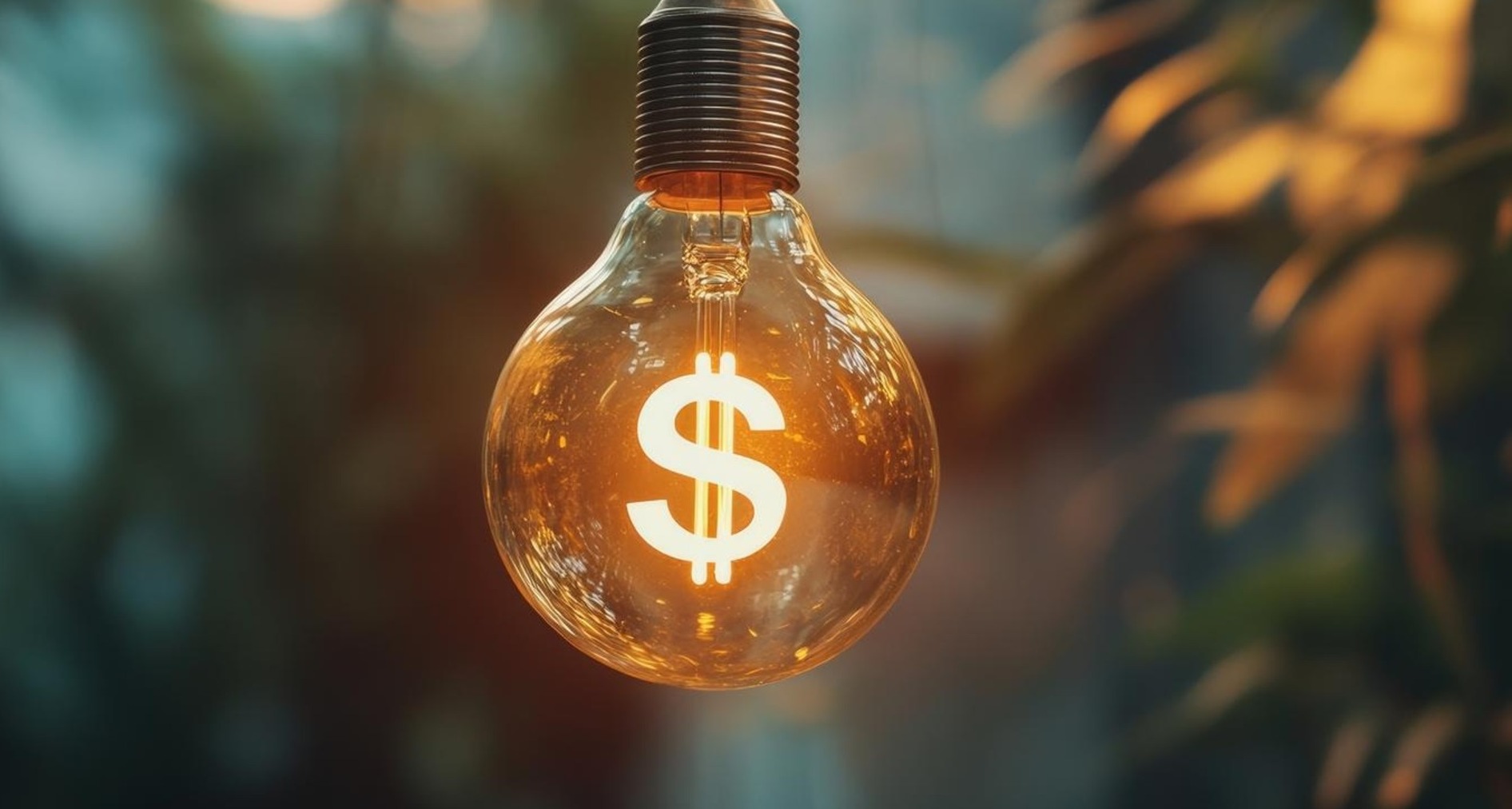 Bombilla con símbolo del dólar