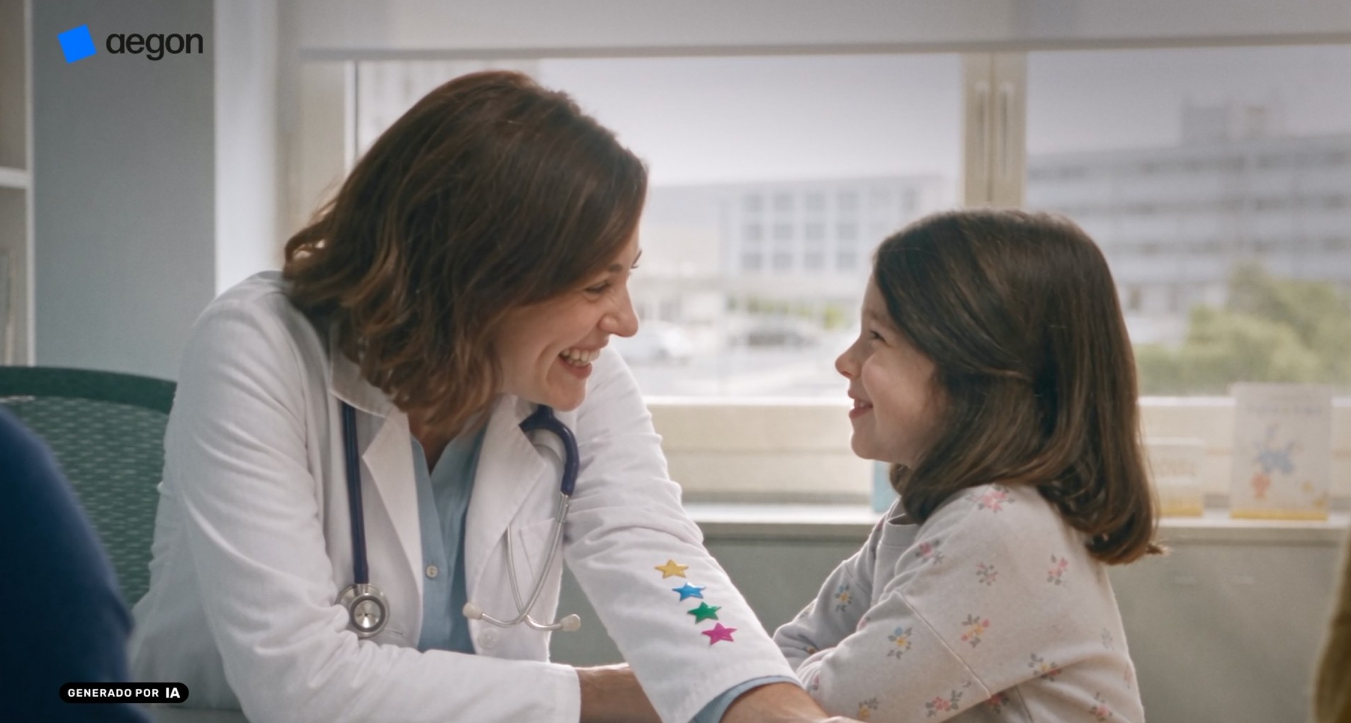 Doctora y niñas, generadas por inteligencia artificial