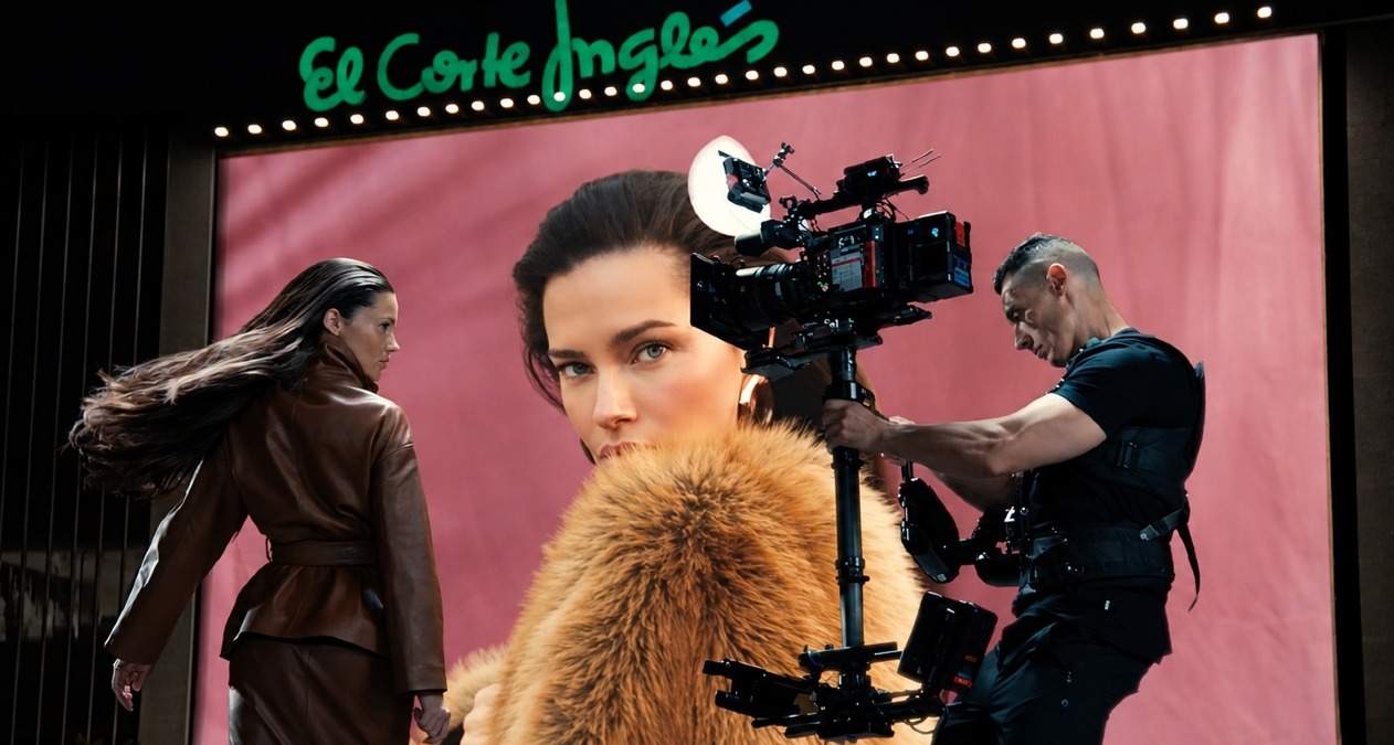 Adriana Lima girándose hacia un operador de cámara