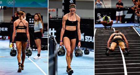 Imágenes de la atleta compitiendo con las piernas llenas de caca
