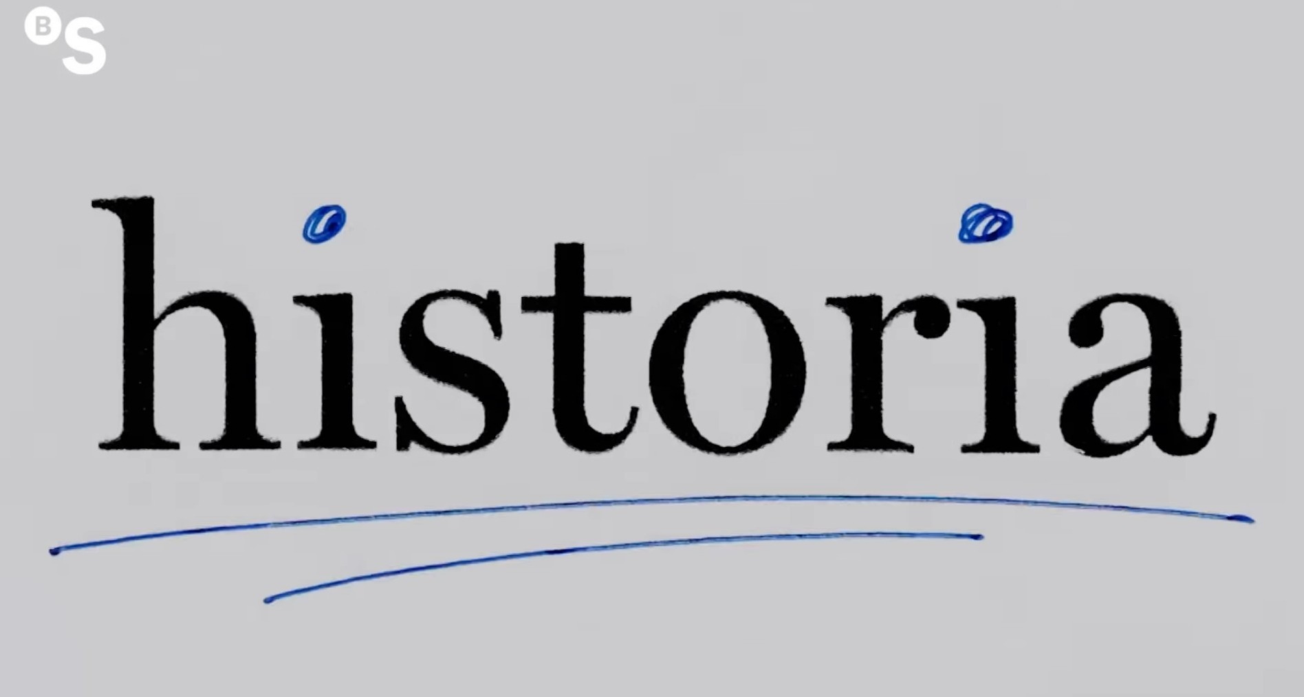 Palabra historia subrayada con bolígrafo azul