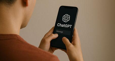 Hombre usando ChatGPT en el móvil