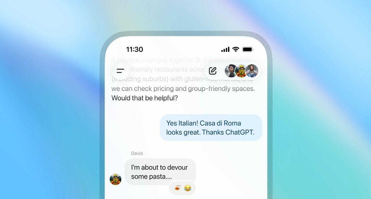 La interfaz de un chat de grupo en ChatGPT