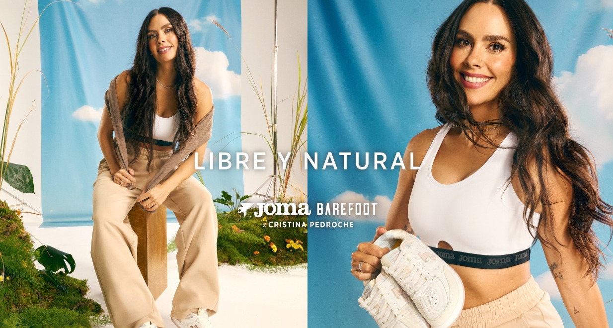 Cristina Pedroche luciendo las zapatillas de Joma en un set de fotos