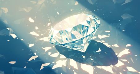 La ilustración de un diamante iluminado por un rayo de sol