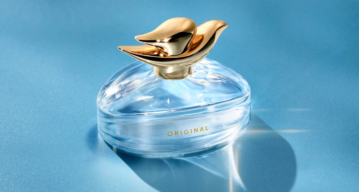 Bote de cristal del perfume de Dove