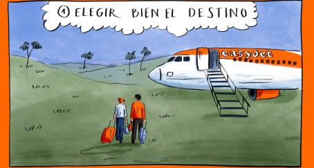 Viñeta de un cómic de EasyJet