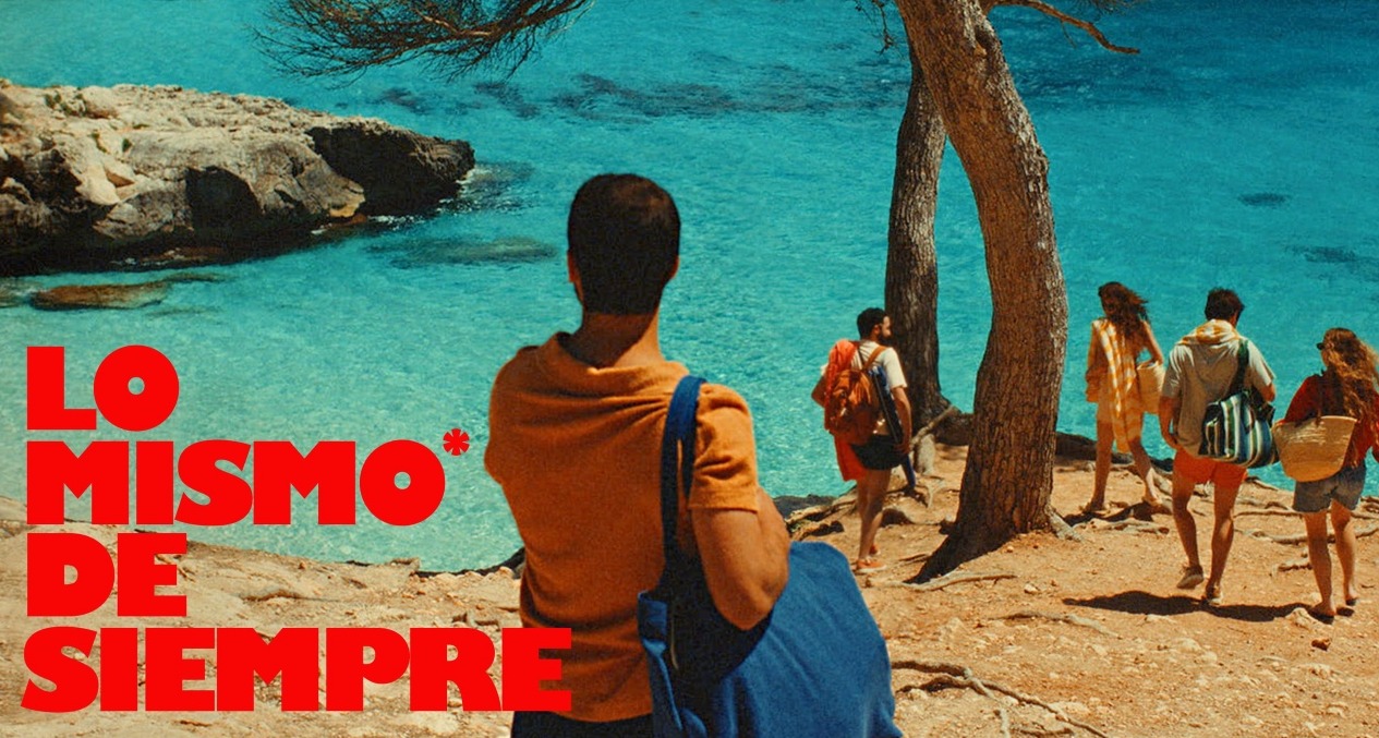 Un grupo de amigos bajando a la playa en verano