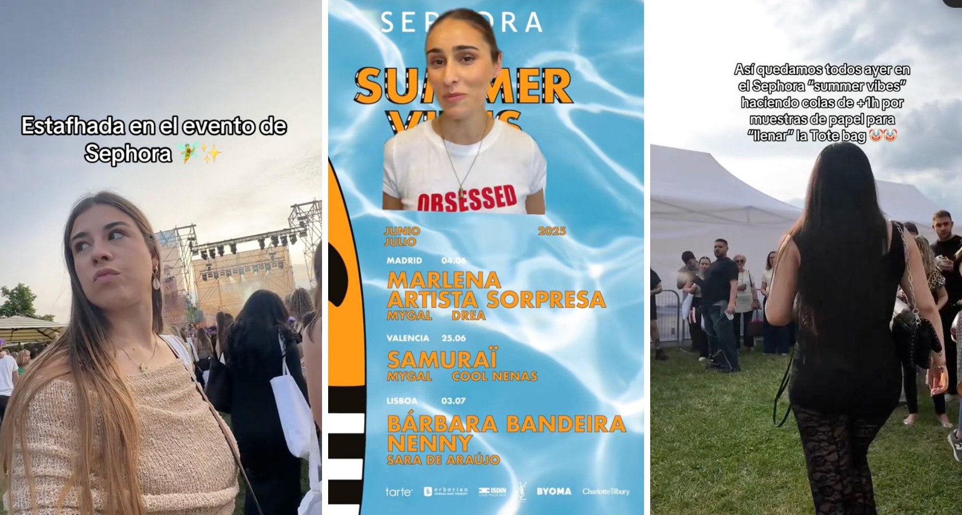 Pantallazos de vídeos de TikTok con valoraciones del Sephora Summer Vibes