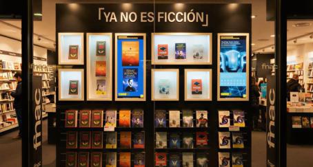 Sección de libros expuestos en una tienda Fnac