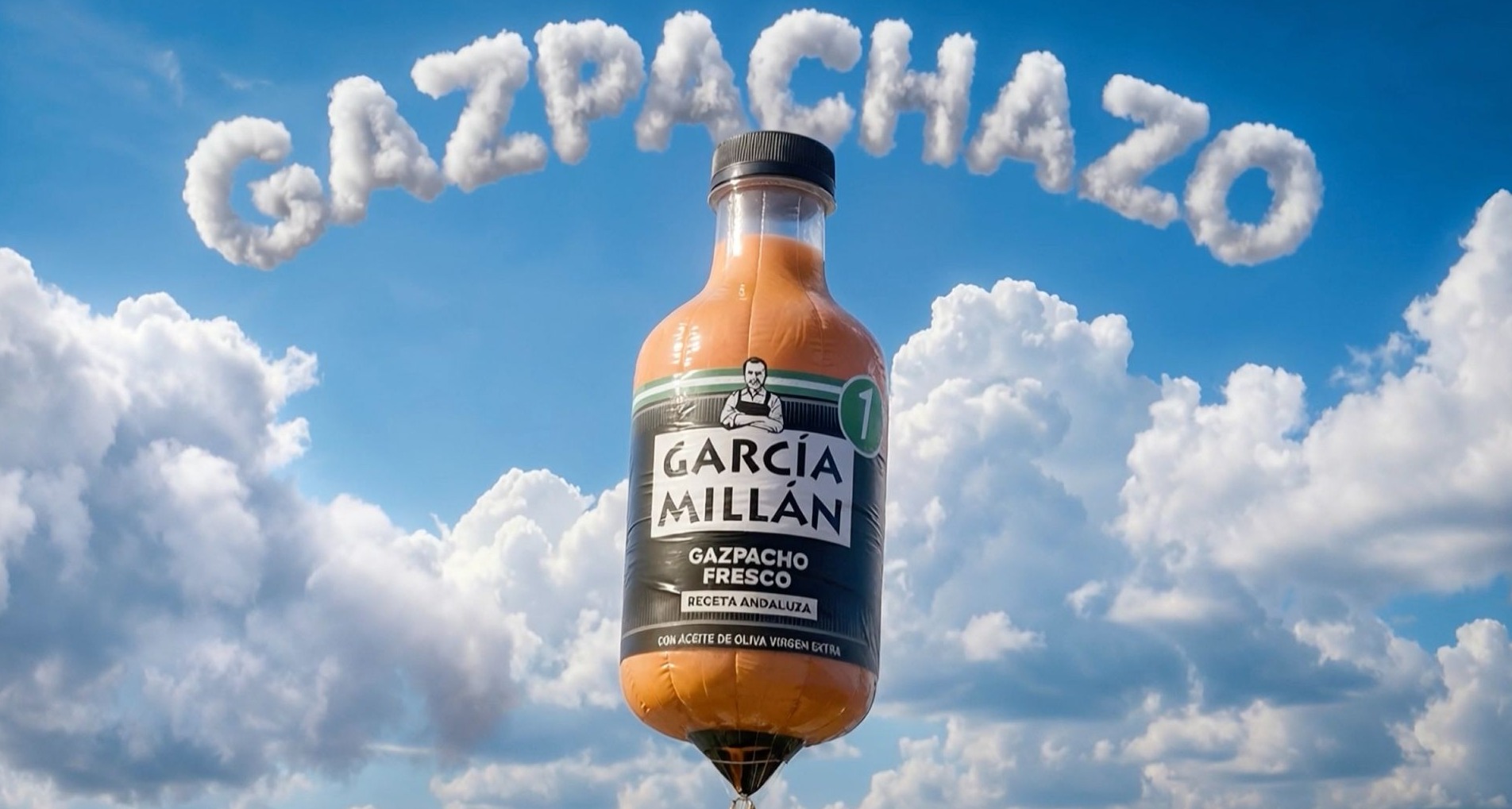 Globo aerostático con forma de botella de gazpacho García Millán