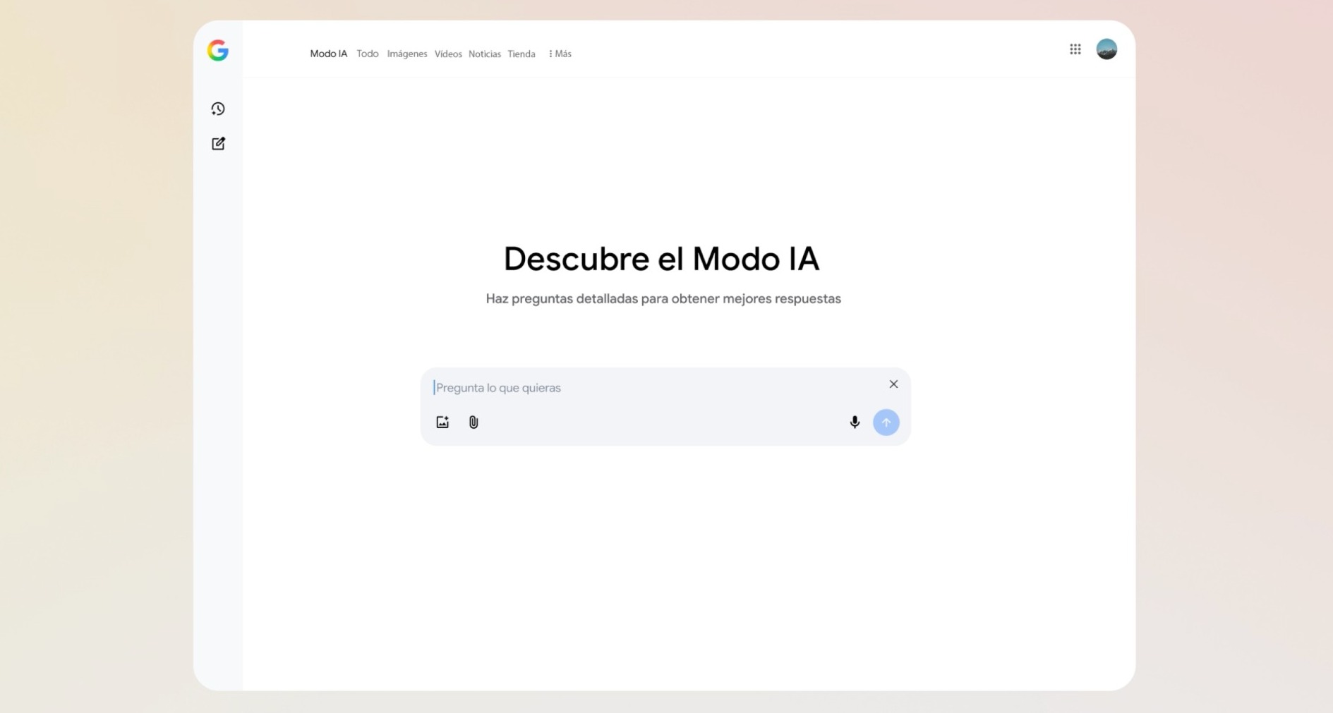 Interfaz del Modo IA de Google