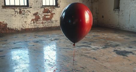 Un globo en un edificio abandonado