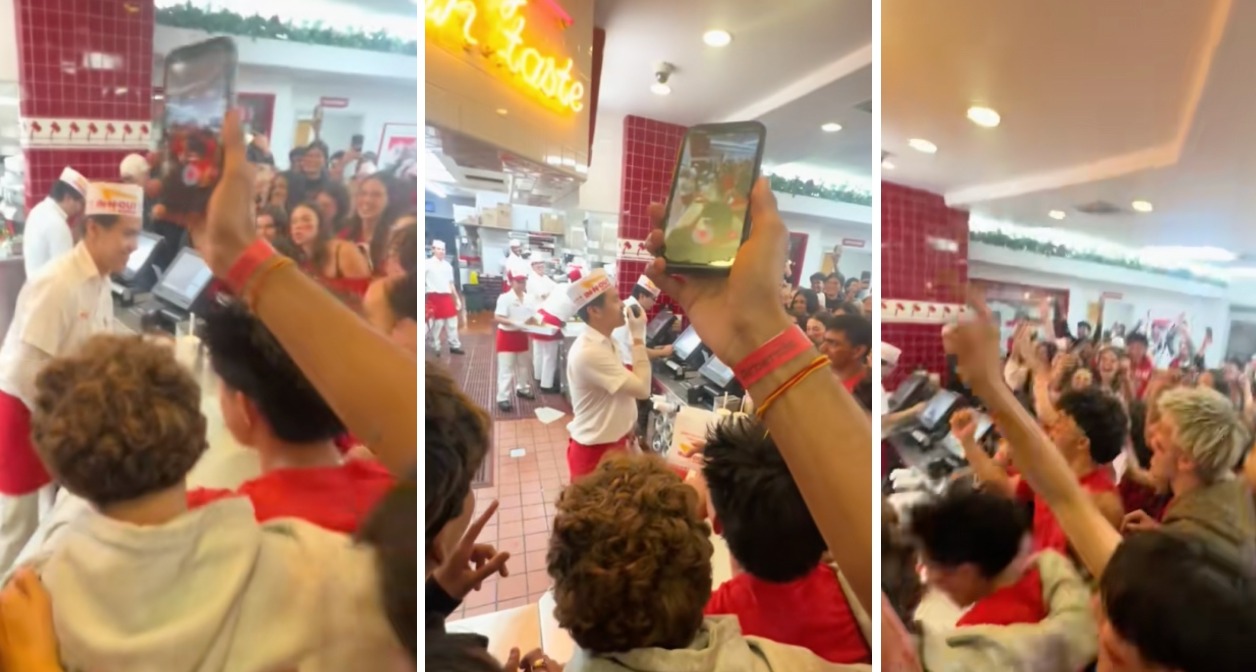 Imágenes de los jóvenes apelotonados en el mostrador esperando el pedido