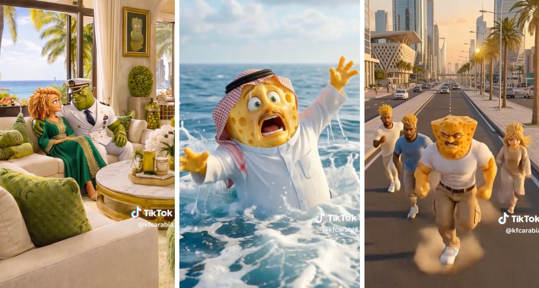 Escenas del microdrama con IA de KFC Arabia