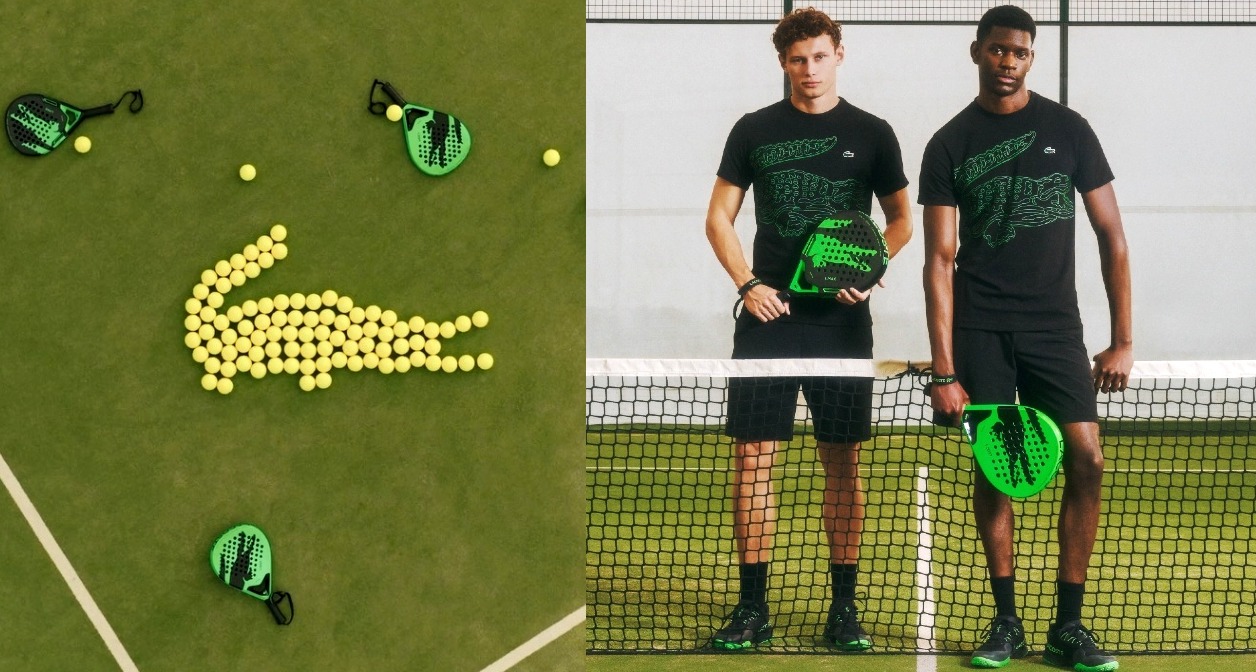 Dos jugadores de pádel con las palas de Lacoste
