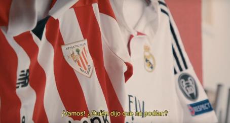 Camisetas de los equipos de fútbol Real Madrid y Athletic Club de Bilbao