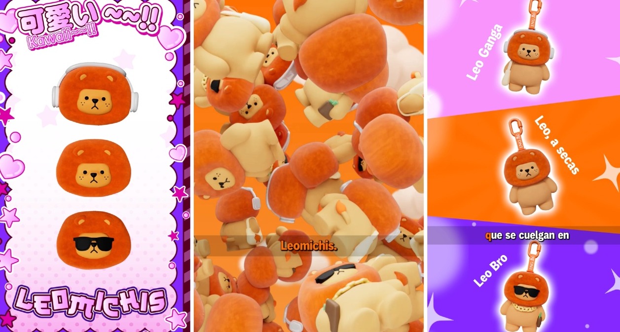 Imágenes de los Leomichis, llaveros coleccionables con el león de ING