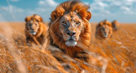 leones animales en la sabana