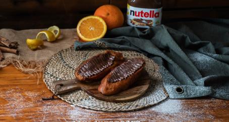Torrija de Levaduramadre con Nutella y un bote de Nutella
