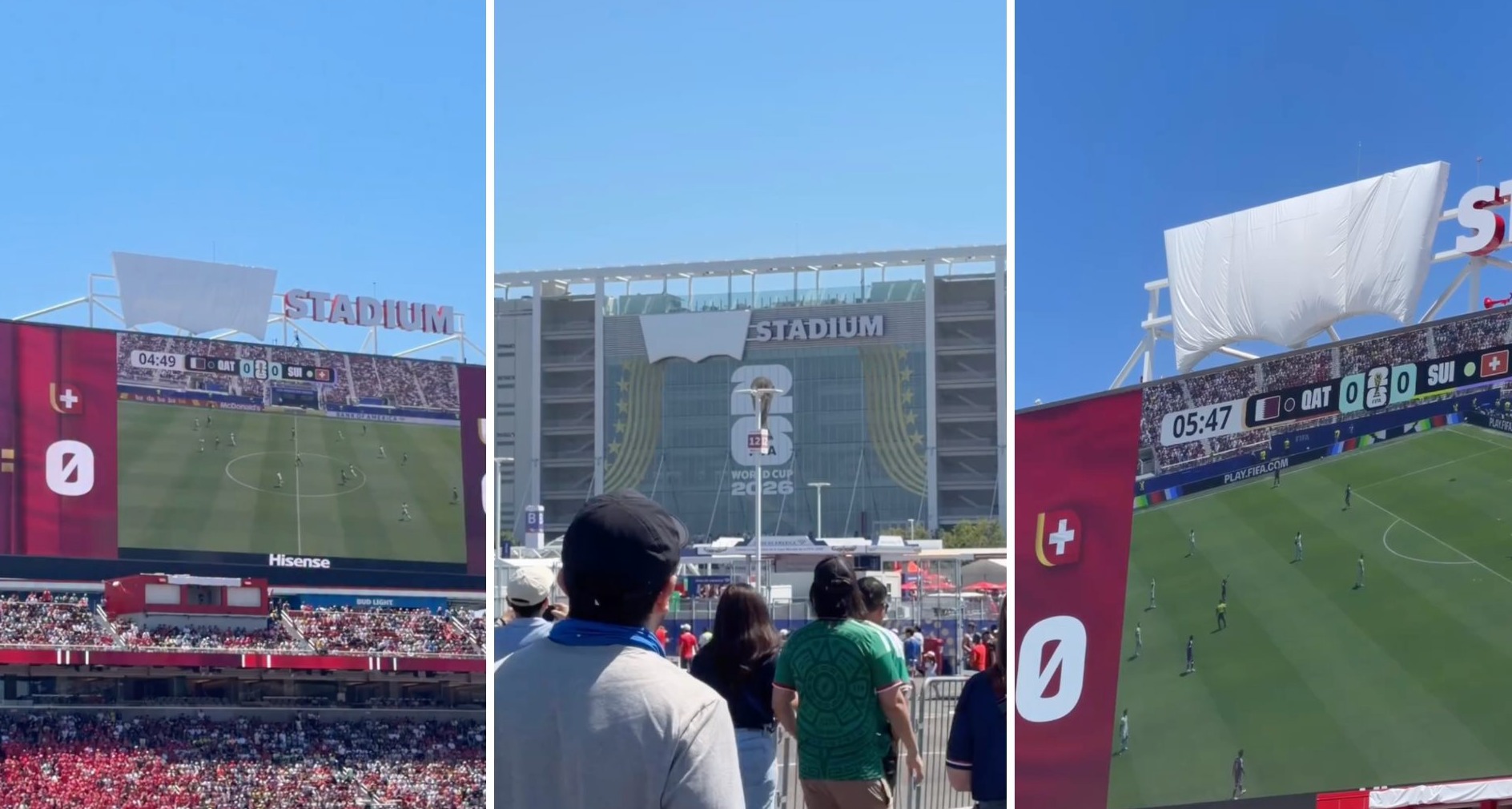 Logotipo de Levi's cubierto en estadio de fútbol
