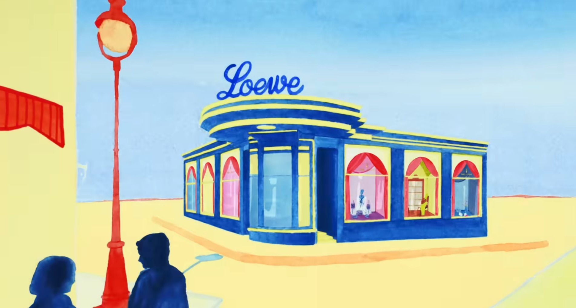 Antigua tienda de Loewe pintada en acuarela