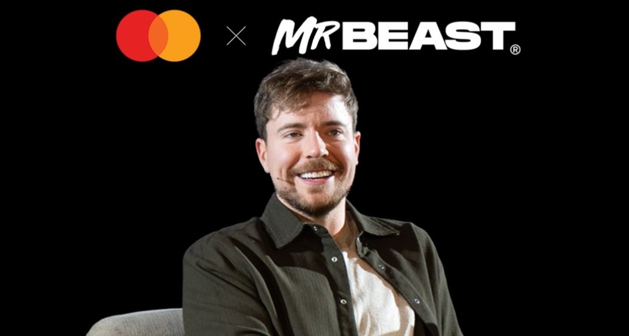 Mr beast junto al logotipo de Mastercard