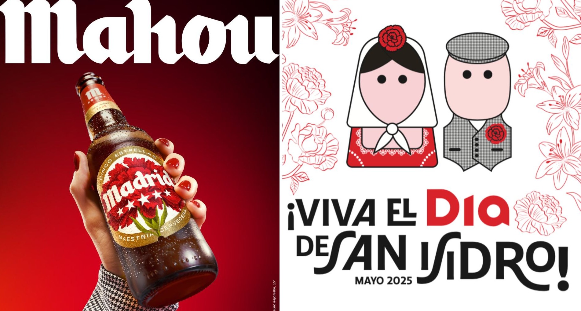 Carteles promocionales de Mahou y Dia por San Isidro