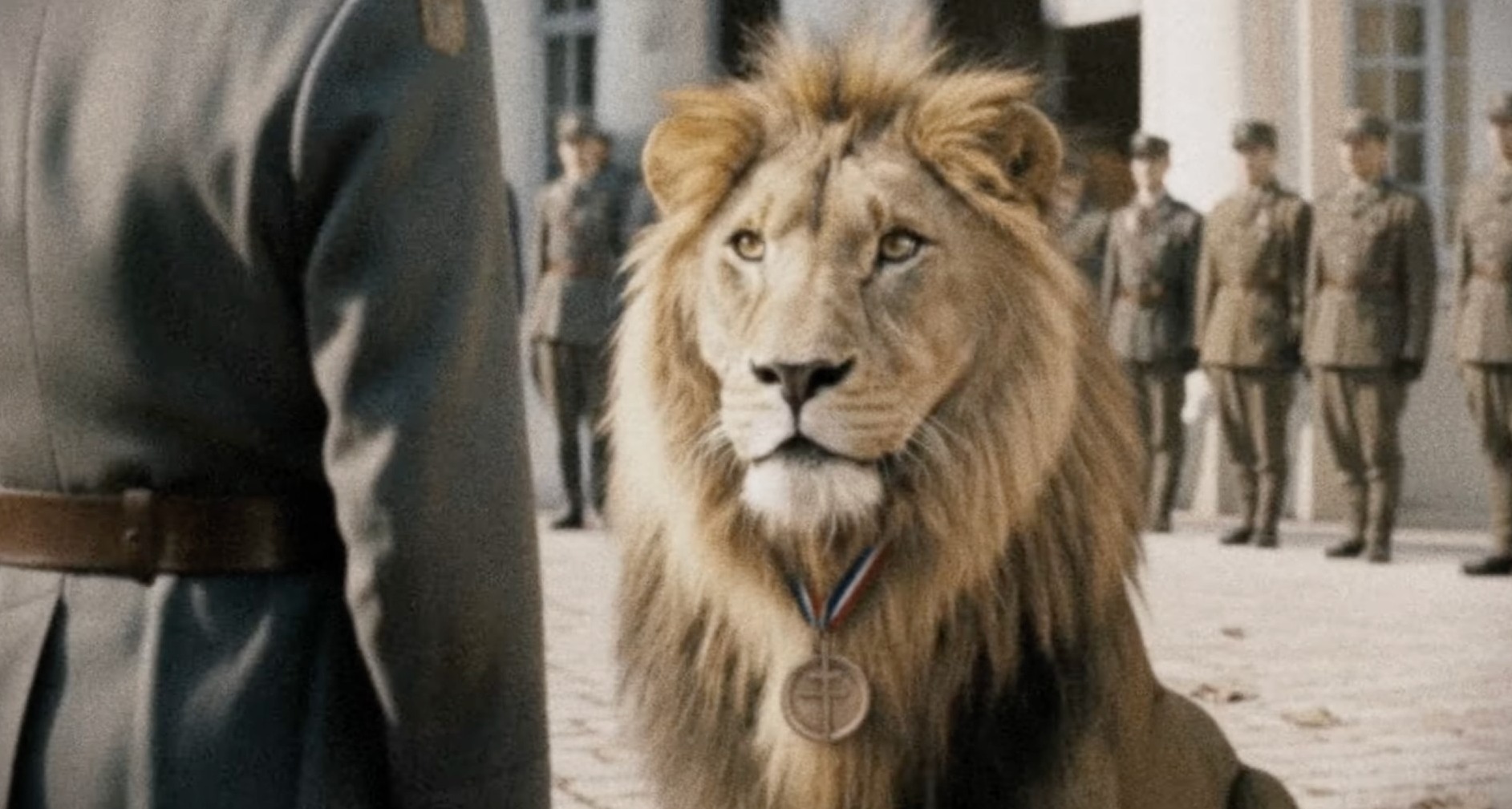 Un león con una medalla