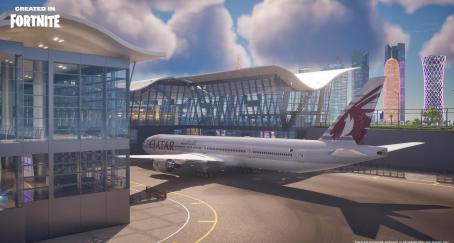 Avión de Qatar Airways en Fortnite