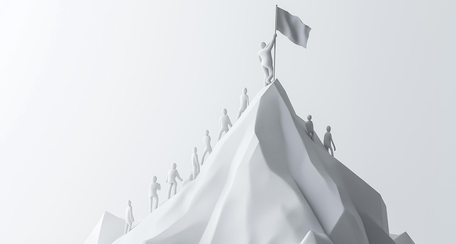 Imagen digital de figuras subiendo una montaña