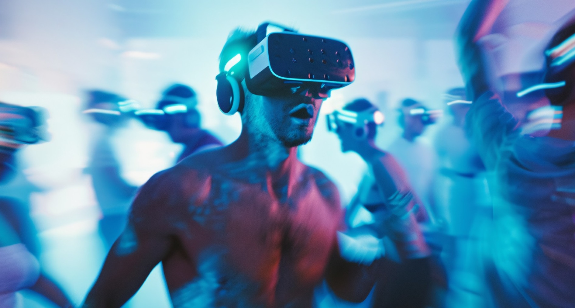 Música electrónica, alcohol y ketamina: el universo de las raves de realidad virtual Chico con gafas de realidad virtual en una fiesta
