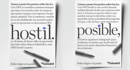 Gráficas de la campaña de Sabadell contra la OPA hostil de BBVA