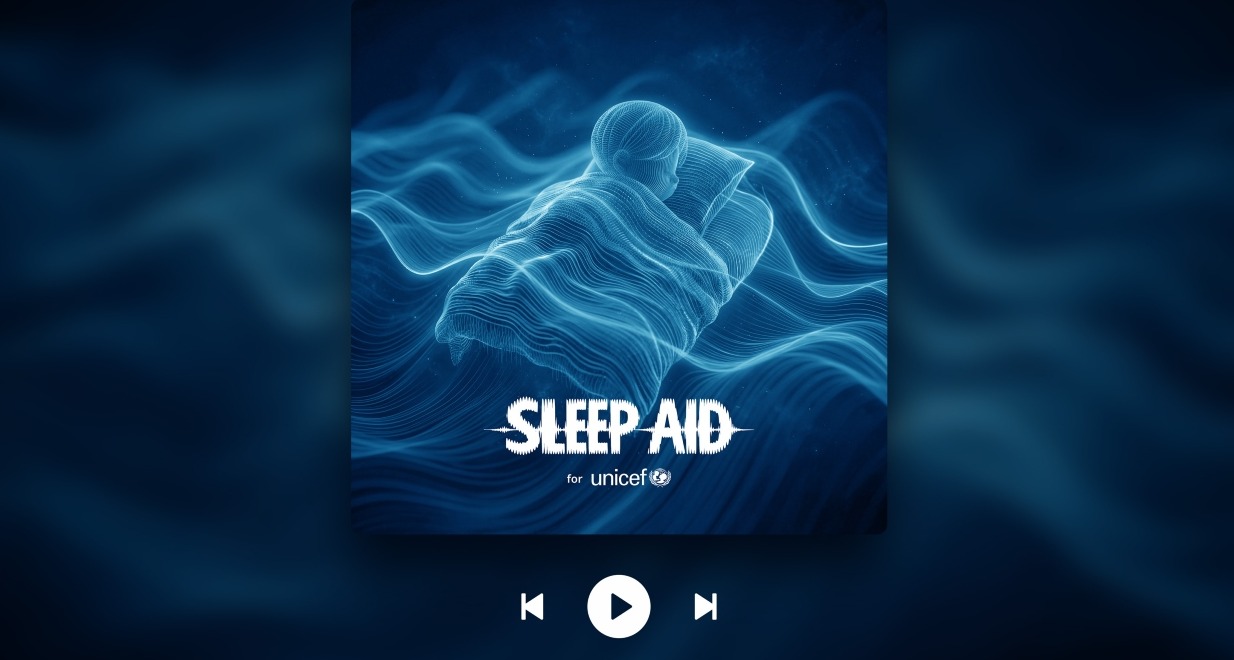 La portada del disco con ondas azules y se lee "Sleep aid"
