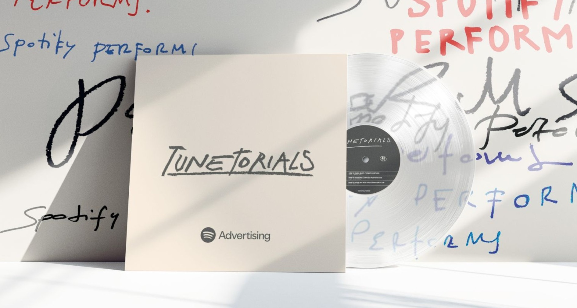 Disco de vinilo "Tunetorials", creado por Spotify Advertising