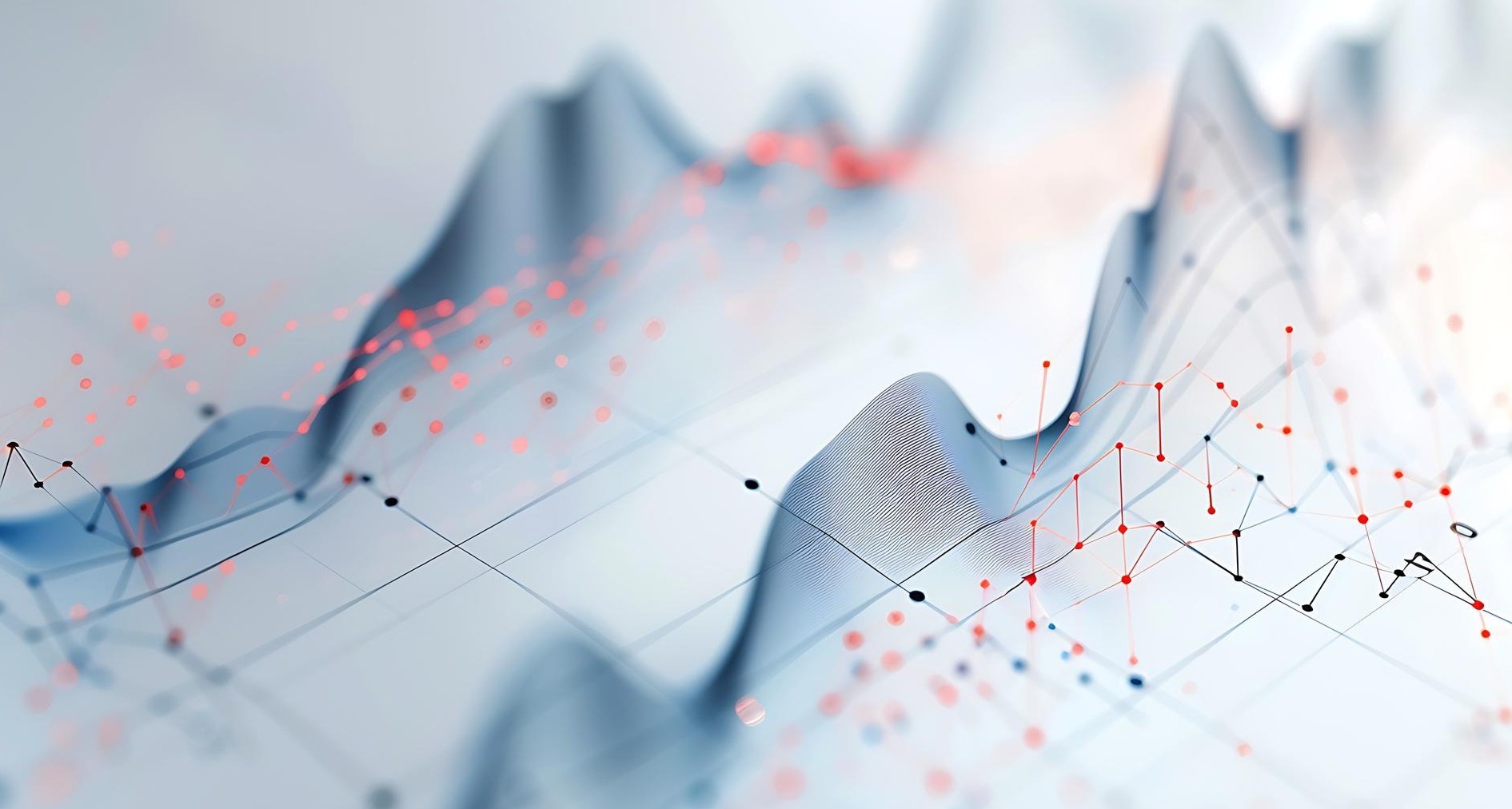 Gráfico de lineas azules y puntos rojos