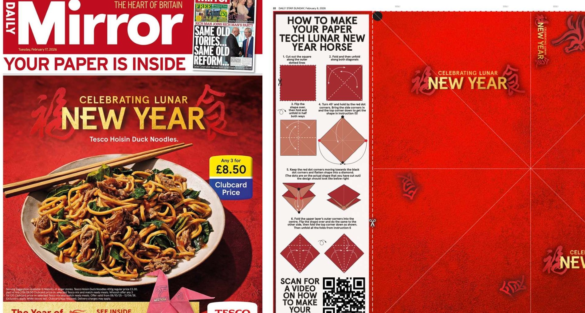 Portada del periódico The Mirror patrocinada por Tesco