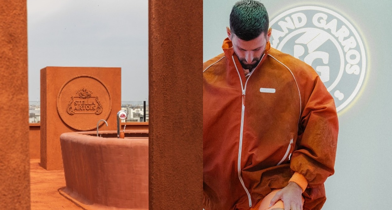 El bar de arcilla de Stella Artois y Novak Djokovic con la chaqueta de Lacoste