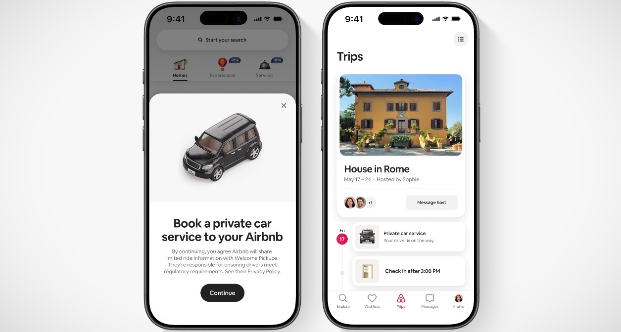 La interfaz de reserva de transporte privado sobre un smartphone
